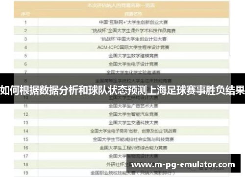 如何根据数据分析和球队状态预测上海足球赛事胜负结果